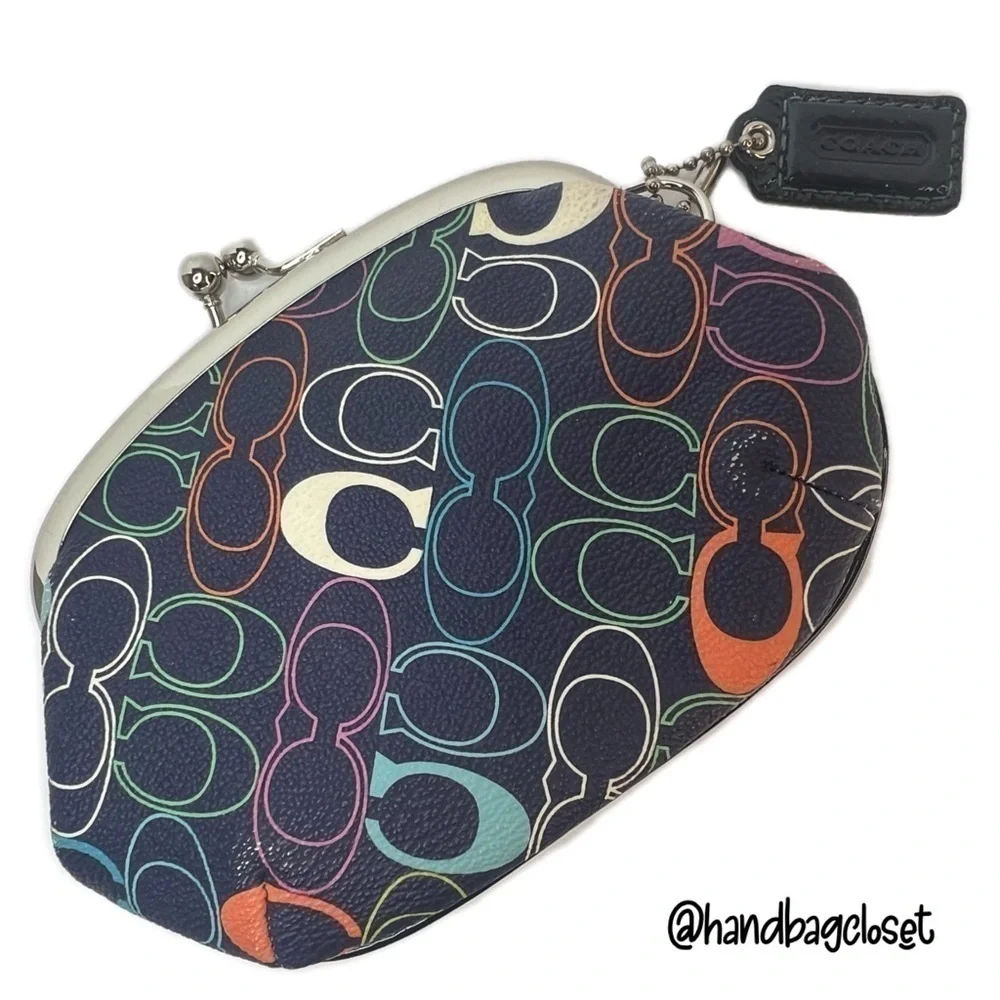 Coach Navy Optic C Rainbow Vintage Coin Bag